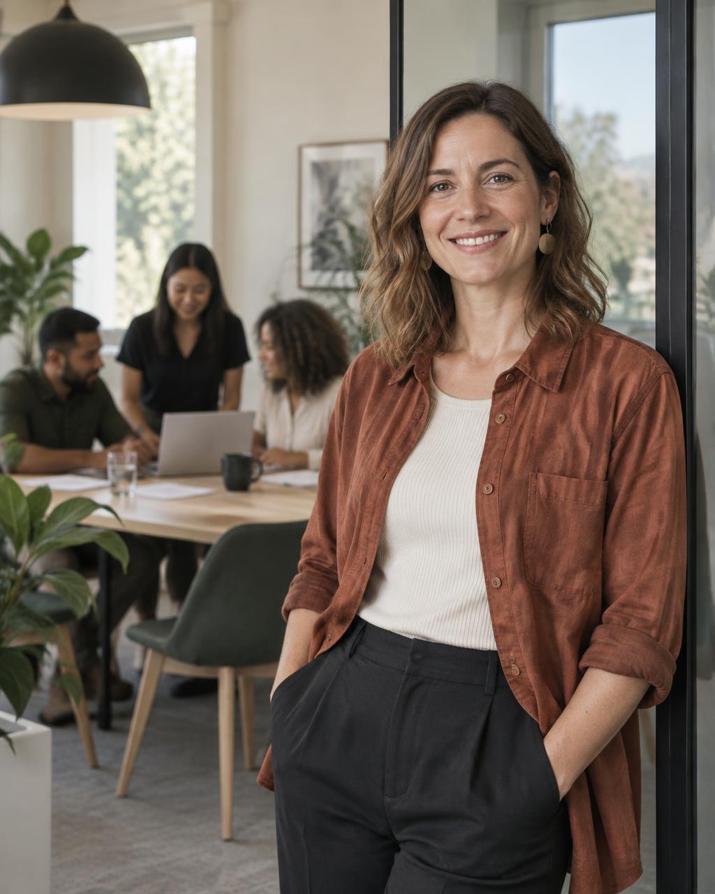 A professional adviser with a nonprofit team collaborating in the background